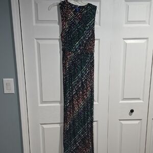 Multicolor Sleeveless Maxi Dress W Drawstring Waist
